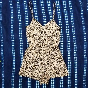 Pin Up Leopard Print Spaghetti Strap Romper